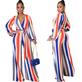 Digital Printed V-neck Jumpsuit